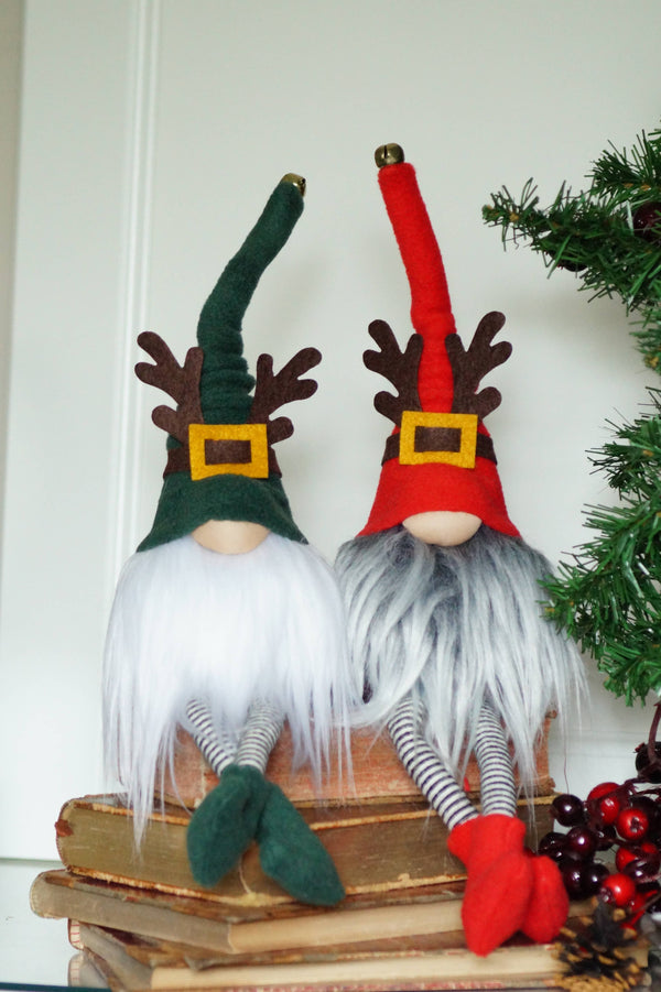 Holiday gnomes with long legs- Shelf Sitters and gifts : Red