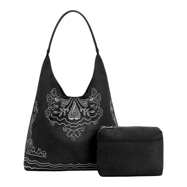 Eunice Black Vegan Suede Tote Bag