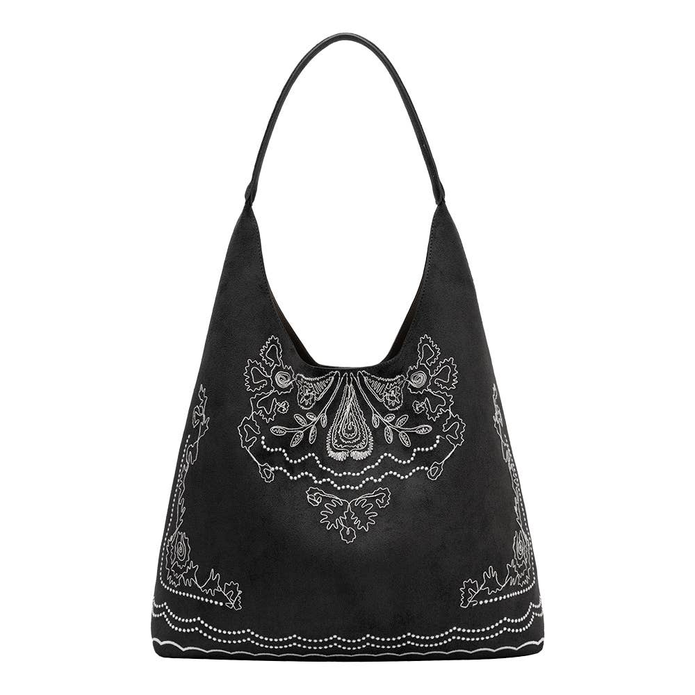 Eunice Black Vegan Suede Tote Bag