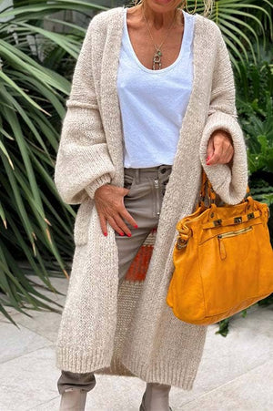 Love and Peace Knit Cardigan: KHAKI / S/M