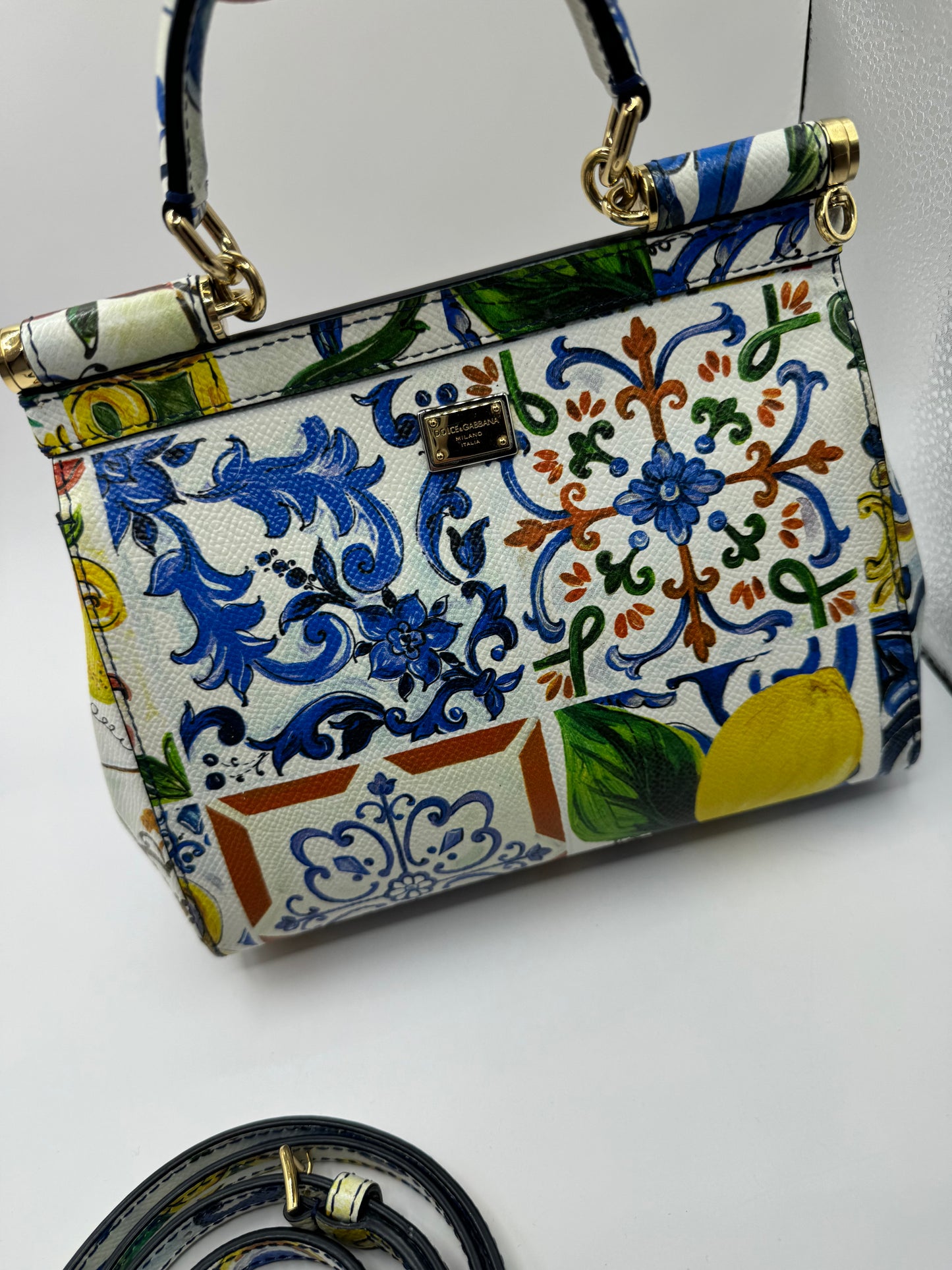 Dolce & Gabbana Multicolour Printed Leather Small Miss Sicily Top Handle bag