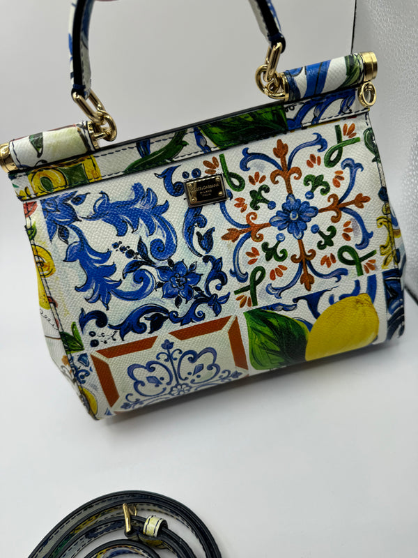 Dolce & Gabbana Multicolour Printed Leather Small Miss Sicily Top Handle bag