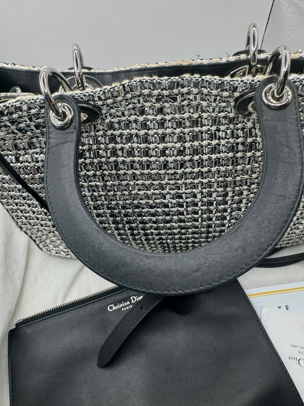 Christian Dior Limited Edition Large Diorissimo Tote – Metallic Tweed with Patches