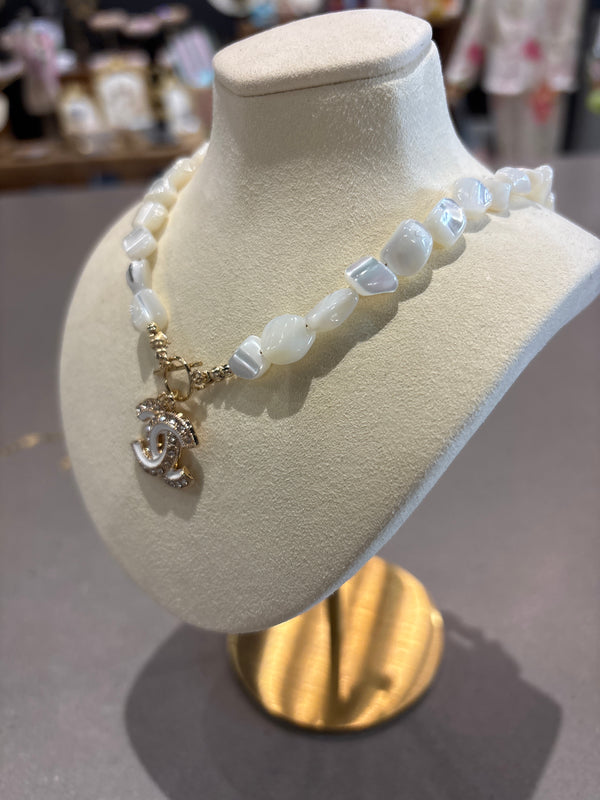 Chanel upcycled White Rock stone CC crystal