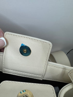 Bvlgari Cream Canvas Crystal metallic logo small Tote