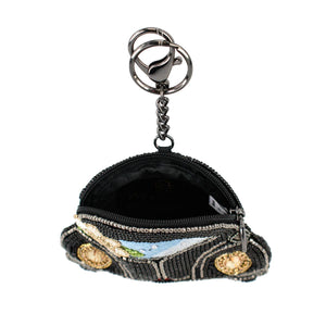 On the Road Black Car White Flower Coin Purse