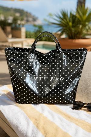 Black and White Polka Dot Vinyl TOTE BAG
