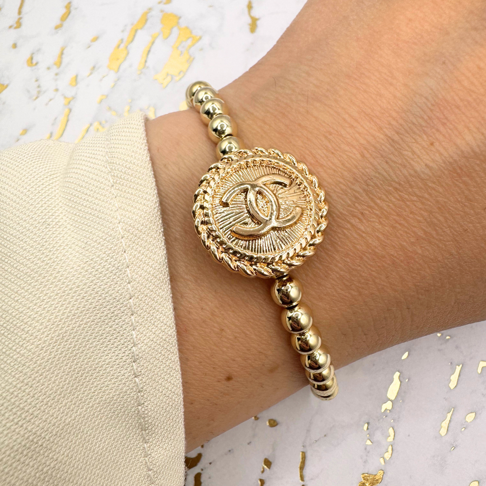 14K GF 5mm Beaded Bracelet: 7.5"