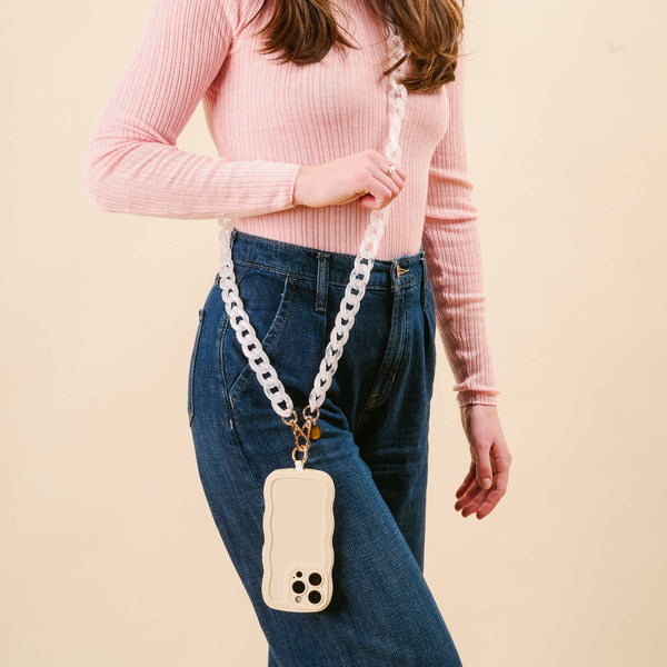 Hold the Phone Crossbody Chain - Frosted White
