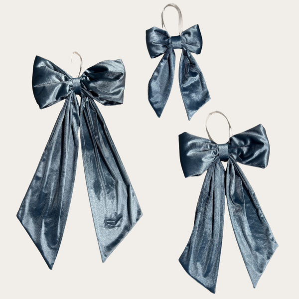 Dusty Blue Velvet Holiday Bows: Small