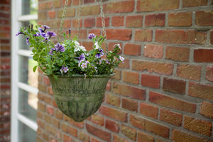 Aged Metal Green Hanging Basket