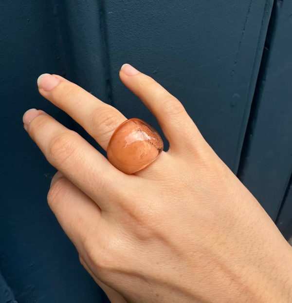 Gummy Transparent Resin Dome Ring | Coffee