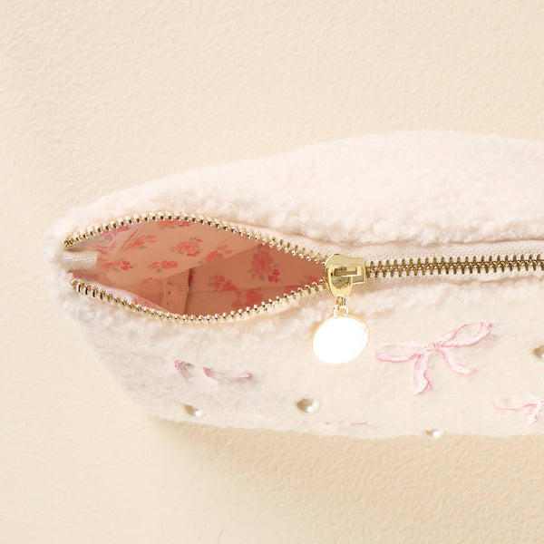 Teddy Pouch-Bows Pink