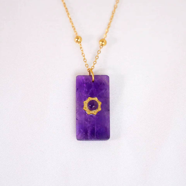 Augusta Antonia Sun Pendant Necklace | Amazonite
