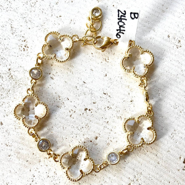 Clover quatrefoil crystal bracelet