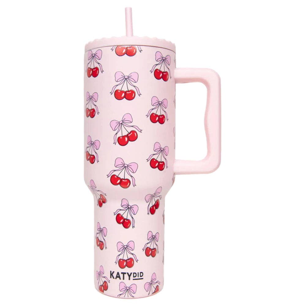 Cherry Bow Wholesale 38 Oz Valentine's Tumbler Cup: Light Pink