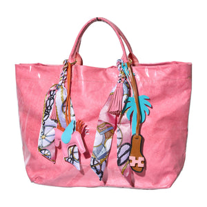 Designer Sandal w/ Scarf Bag Charm Brown