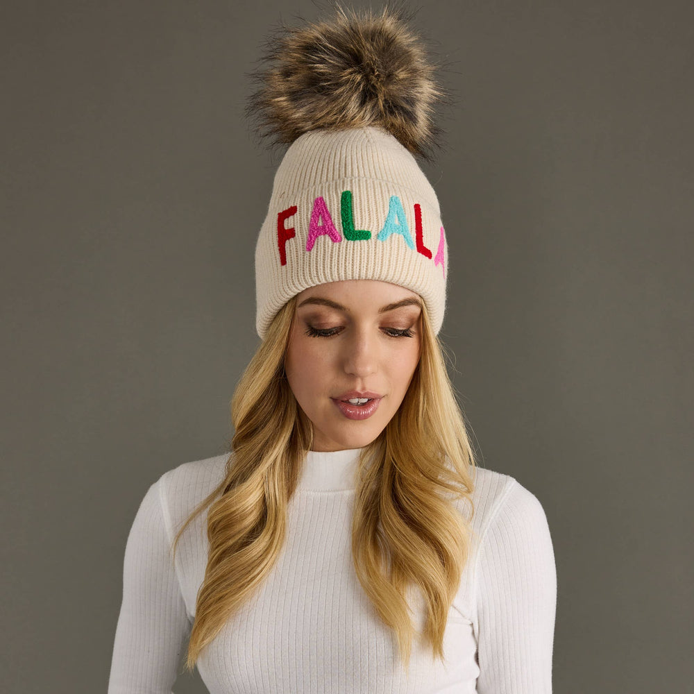 Beige Fa La La Knit Pom Hat