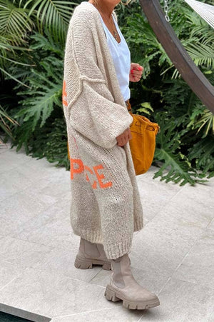 Love and Peace Knit Cardigan: ORANGE / S/M