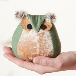 Velvet Owl Shelf Sitter - Bronze, Teal & Taupe