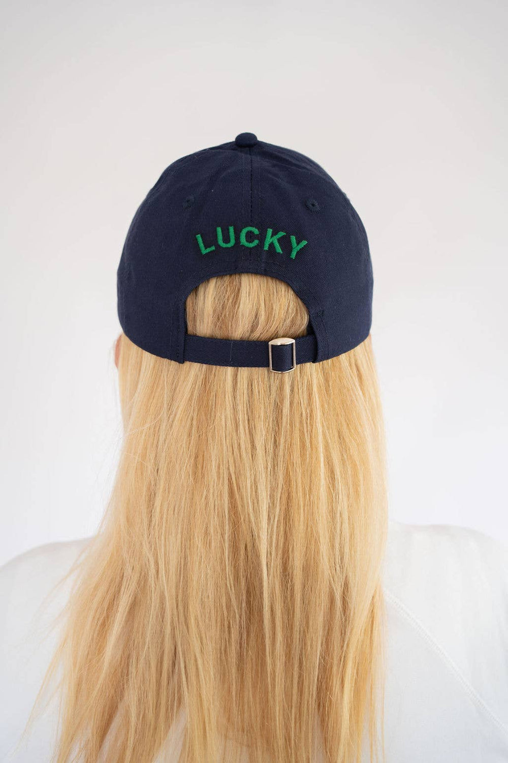 Needlepoint Baseball Hat - Navy with Green Clover