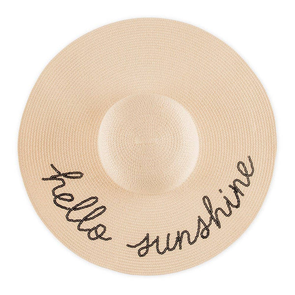 Women's Floppy Straw Sun Hat - Hello Sunshine