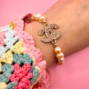 Upcycled Chanel PINK FRESHWATER PEARLS +14K GOLD FILLED MIX: 6.5"
