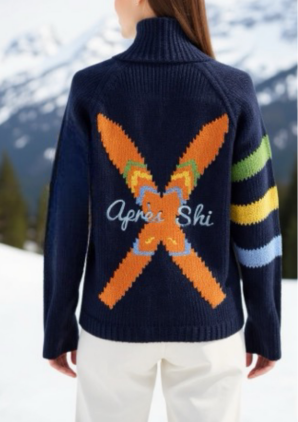 New Apres X Ski Varsity Cardigan in Navy: M/L