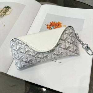 Glasses Case Goyard like pattern with Keychain Clip: White or Black