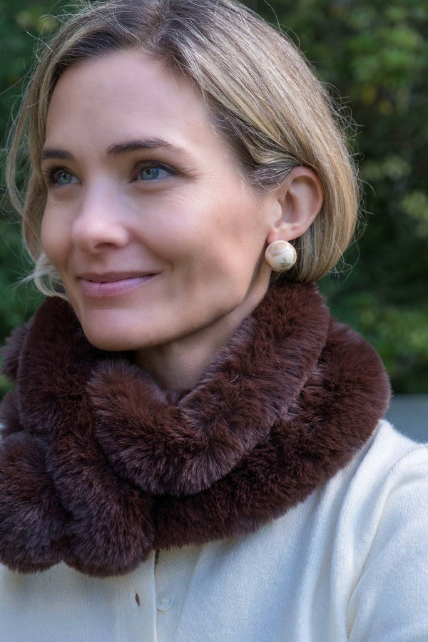 Faux Fur Snood Scarf- WS: Brown or Black
