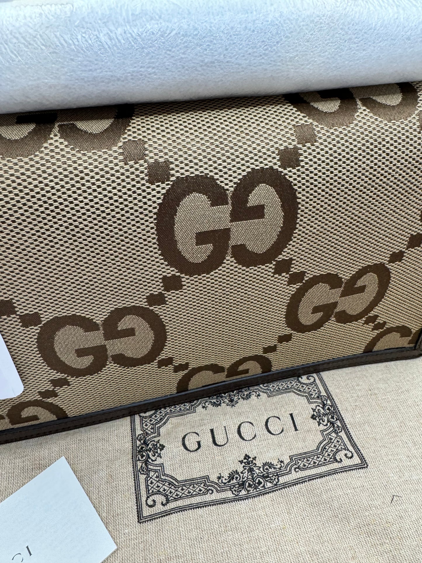 GUCCI - Gucci Natural Tan Calfskin Small Crystal Dionysus