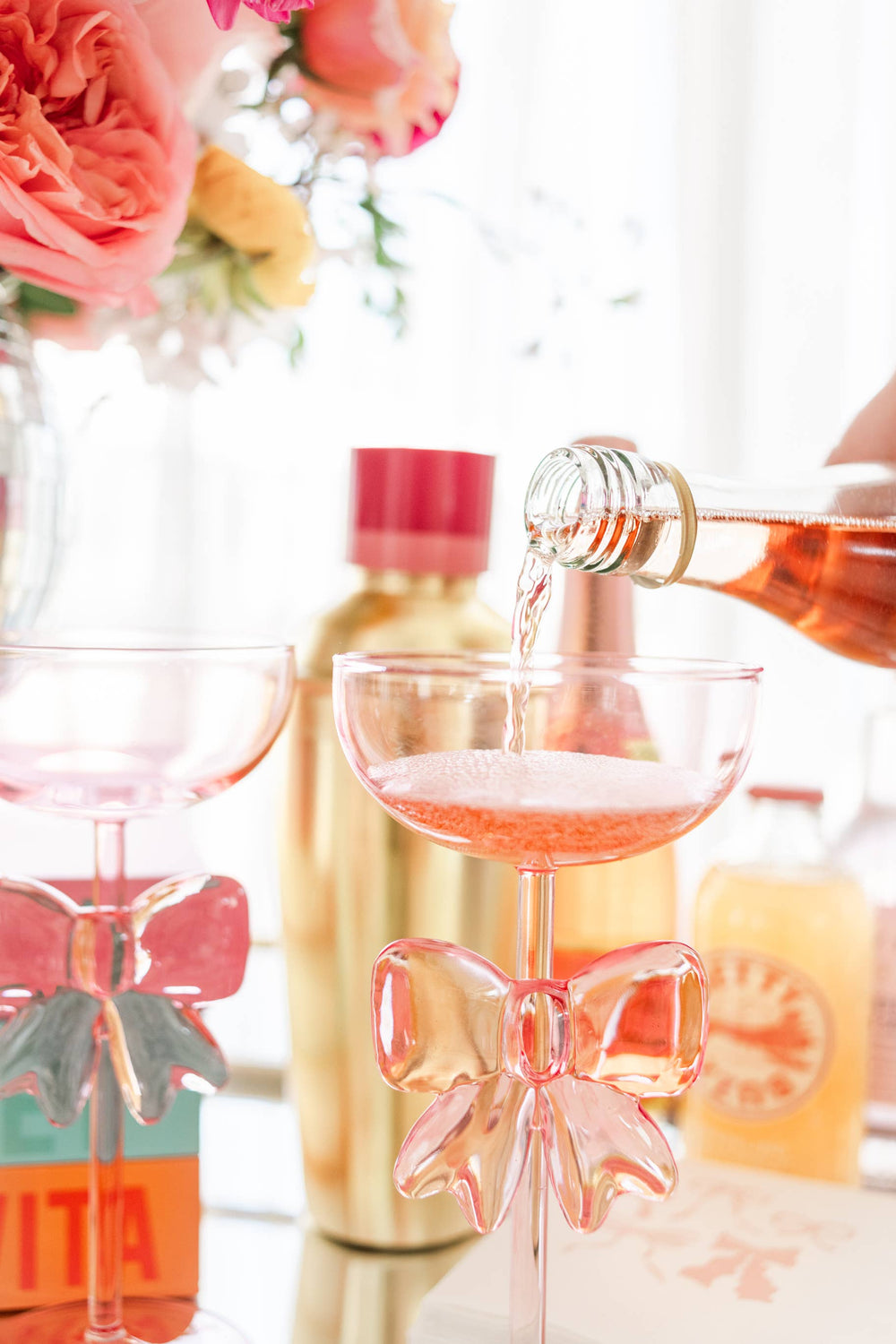 Bow & Bubbly - Pink Coupe Wine Glass : Pink