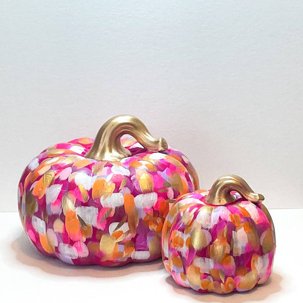 Large Pink Abstract Pumpkin|Jessica Reynolds Art