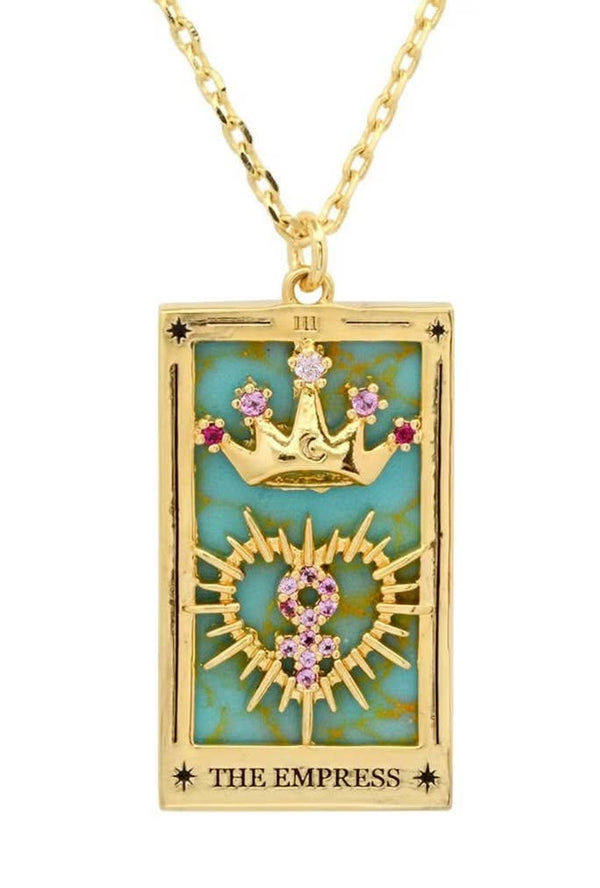 The Empress Tarot Card Necklace | Gold & Black Enamel