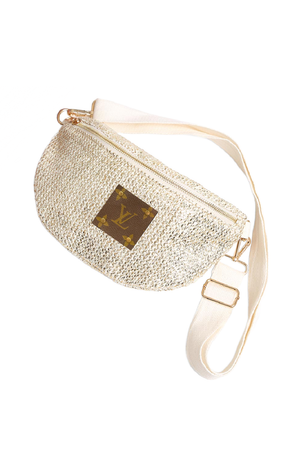 Upcycled Textured Sling Bag: Silver