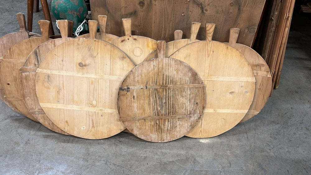 Vintage European Round Bread Board / Cheese Tray