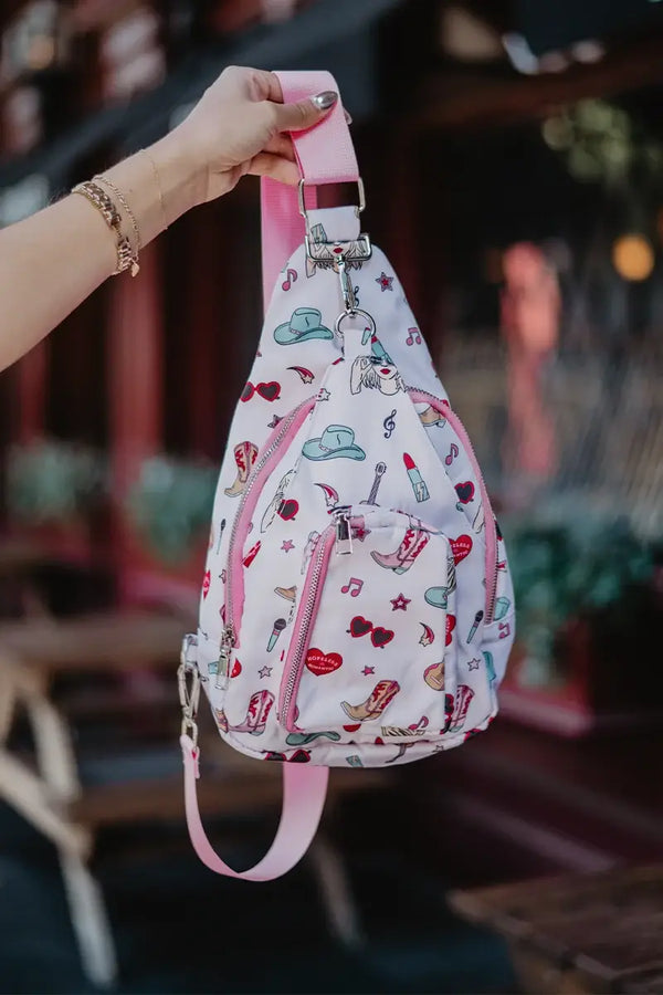 Music Girl Icons Sling Bag for Women: Light Pink
