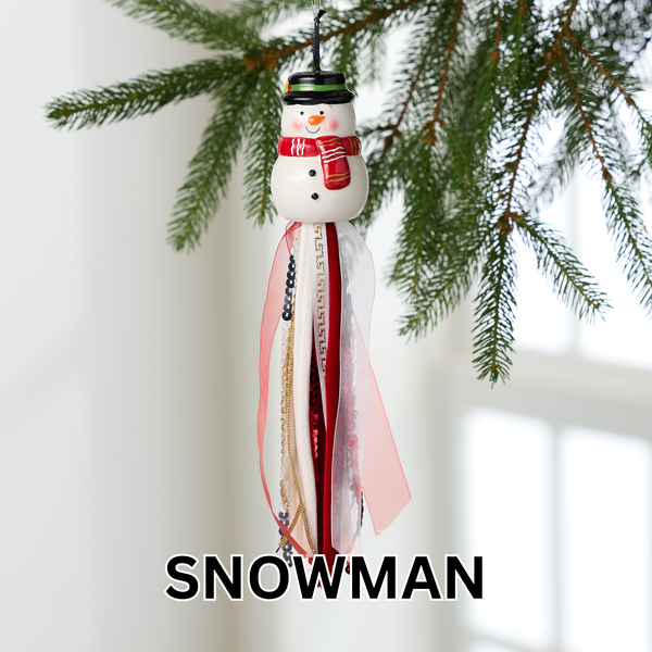 Seasonal Ceramic Ornament with Decorative Ribbon Streamer: Ghost