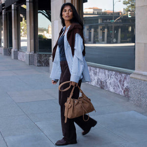Rhuby Olive Recycled Vegan Suede Shoulder Bag