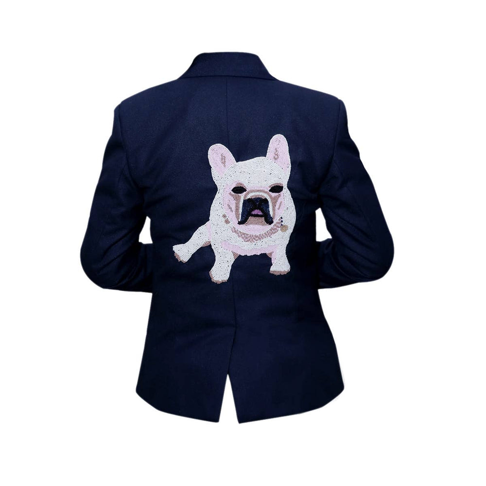 Frenchie Beaded Blazer Navy fabric / L