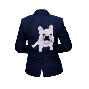 Frenchie Beaded Blazer Navy fabric / L