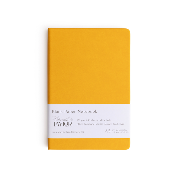 160 Page A5 Blank Journals: 120 GSM Thick Blank Card Stock: Blue