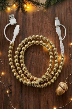 Gold Beaded Charging Cord