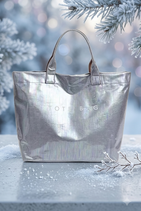 Silver Iridescent Vinyl TOTE BAG