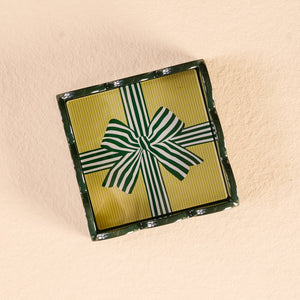 Scallop Trinket Tray-Holiday Gift Bow Green