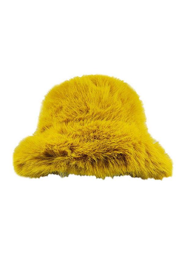 Fuzzy Faux Fur Bucket Hat: Black or Tan