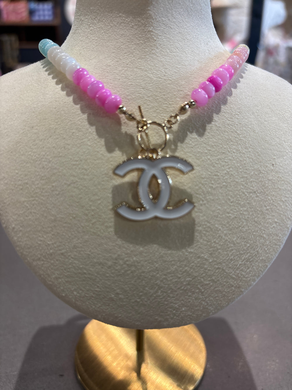 Chanel Upcycled white CC candy necklace