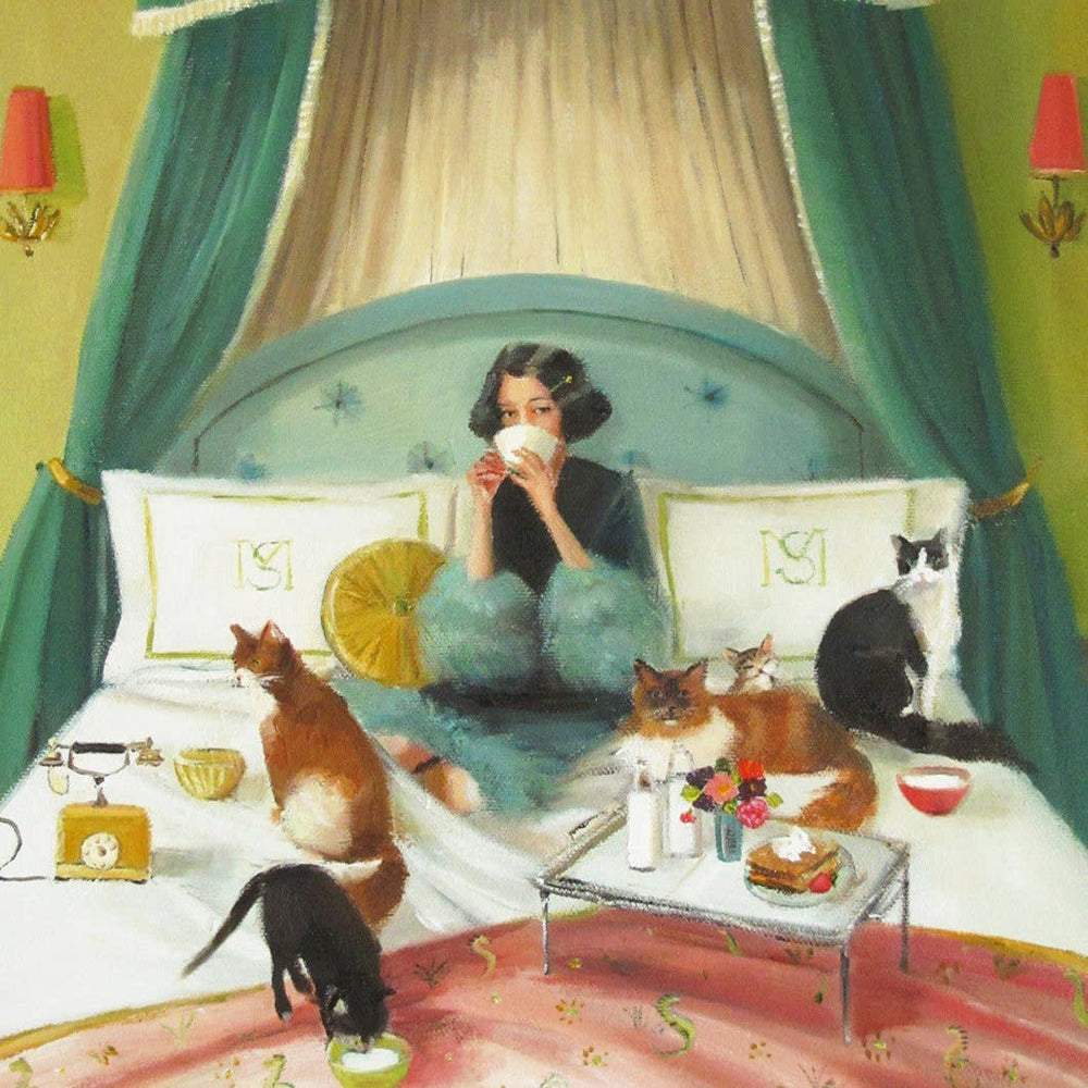 Mademoiselle Mink Breakfasts In Bed Art Print 8.5"x11" with frame