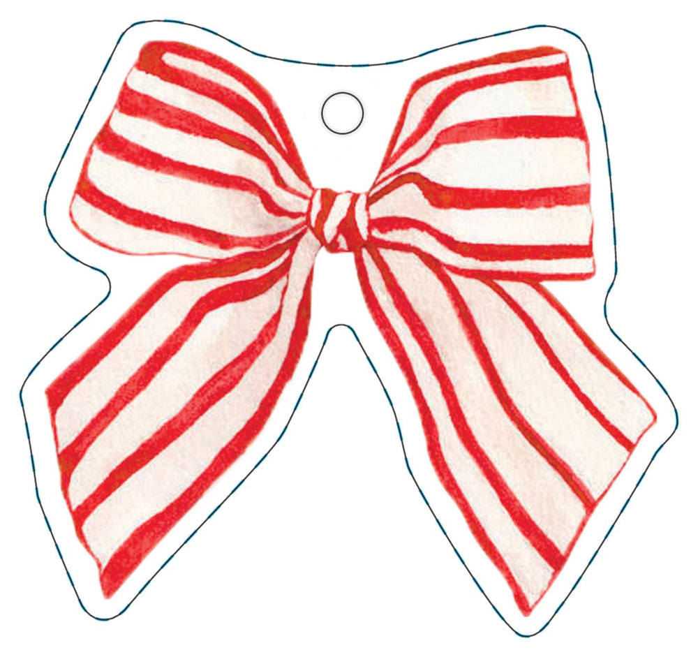 Red Striped Bow Die-Cut Gift Tags - 8 per package