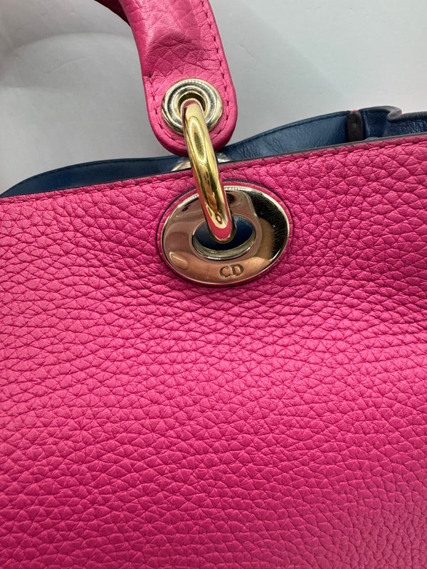 Dior Hot Pink w/ navy interior Mini Diorissimo small tote with GHW